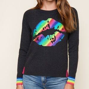 Brodie Cashmere Graphic Neon Lips Sweater